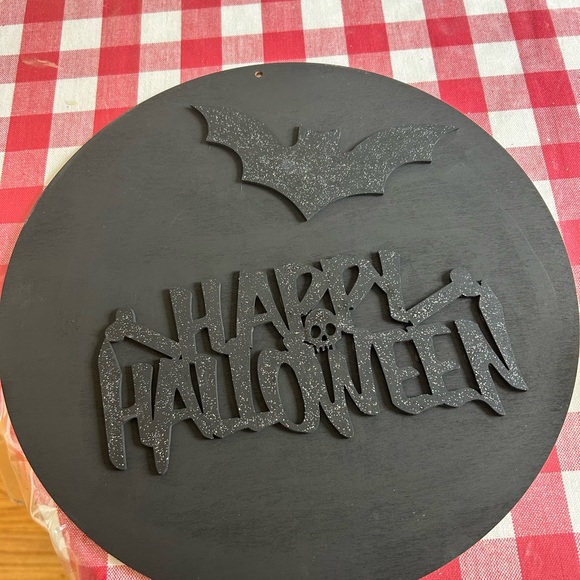 Pair Wooden Halloween Signs Happy Halloween w/ Bat & Poison with Skull Spooky - Picture 4 of 4